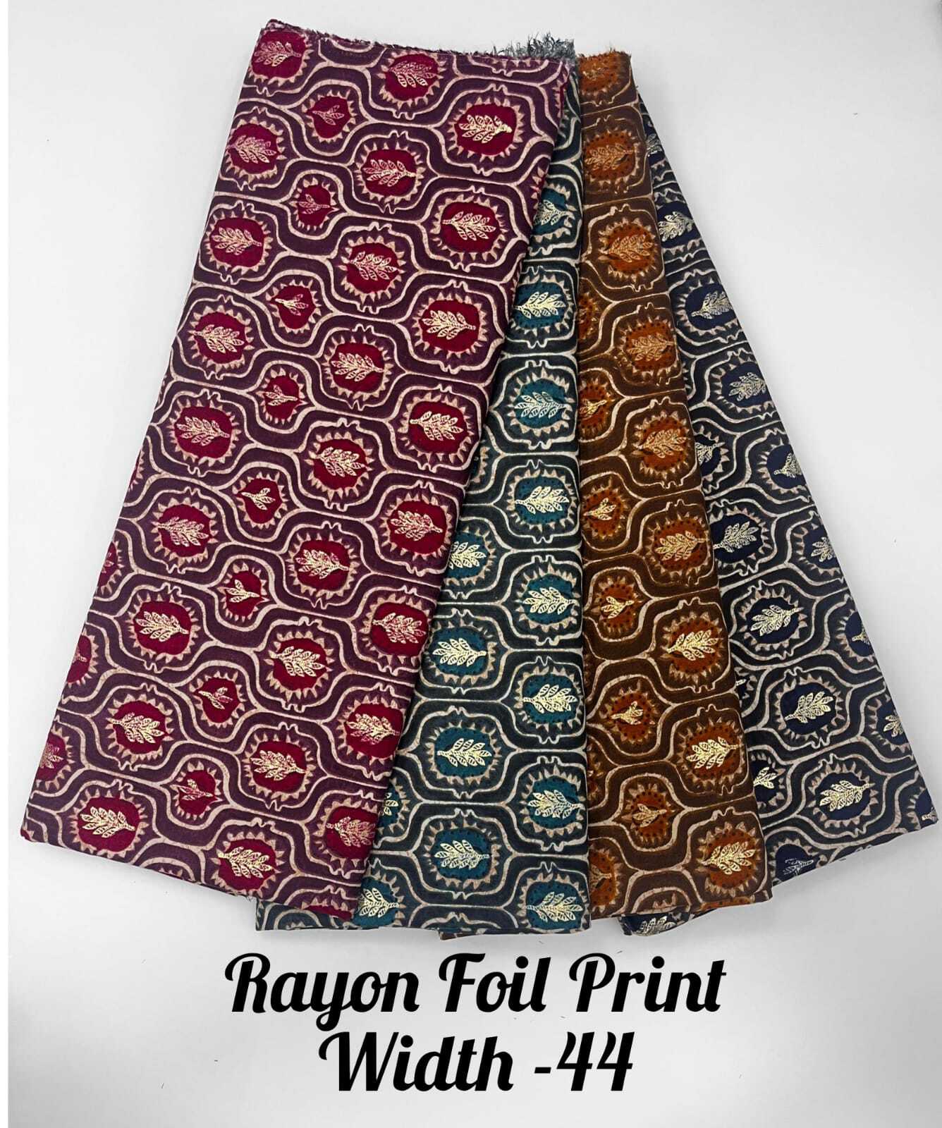 Rayon Foil Print Fab - Rayon Foil Print Width 44" | Multi-color Design Ideal For Women's Indian Wear Soft & Elegant Fabric