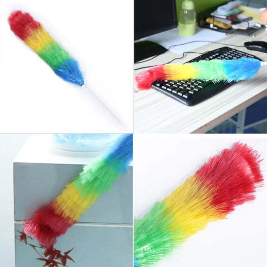 Colorful Feather Duster - 58x6x6 Cm | Lightweight, Washable, Reusable, Strong Grip Handle, Ideal For Furniture, Car, Ac, And Electronics Cleaning