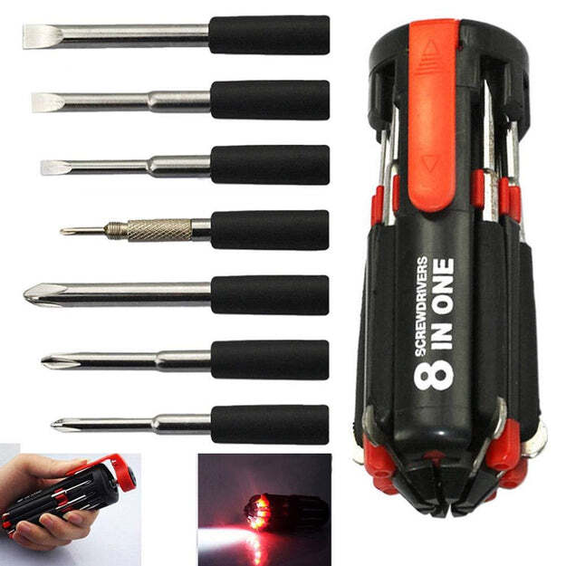 8 In 1 Multi-function Screwdriver Kit With Led Portable Torch (0427)