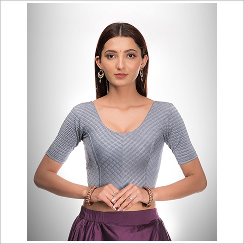 Designed Zig Zag Pattern Blouse - Cotton Fabric, Short Sleeves, Embroidered Elegance In Vibrant Colors And Unique Patterns