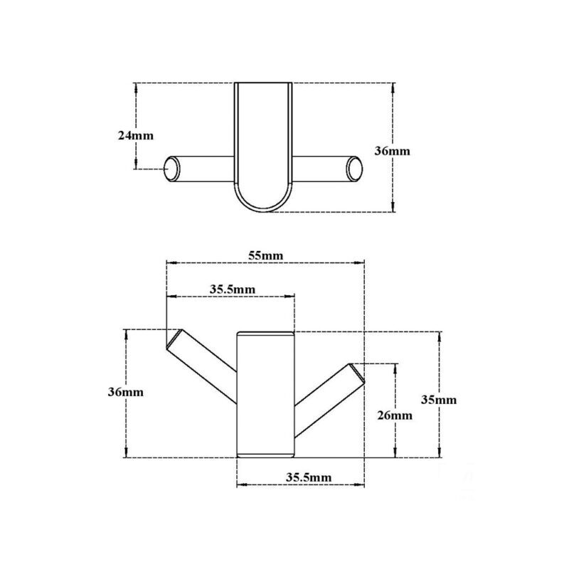 Robe Hook - Brass, 36mm Size, Silver Color | Wall Mounted, Glossy Finish