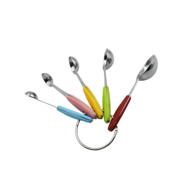 Baking Measuring Spoons Measuring Cups For Baking (5863) - Stainless Steel, 17x7x5 Cm , Magnetic & Nestable Design With Non-slip Heat-resistant Silicone Handles