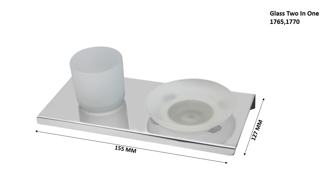 Glass Two In One Dispenser - Stainless Steel Pvd Coated, 155 Mm Rectangular, Sleek Mirror Finish, Versatile Liquid Storage For Soap And Lotion