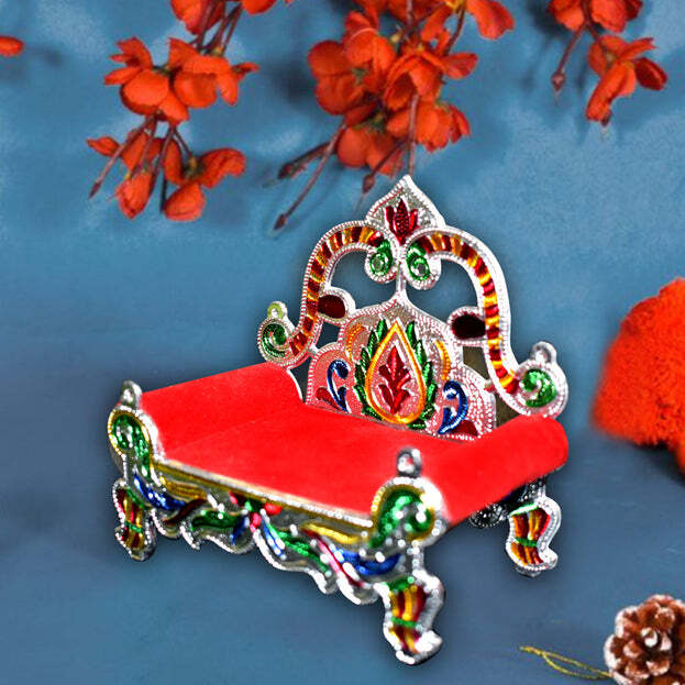 Ladoo Bal Gopal Small Sinhasan For Pooja Mandir Krishna Sofa Asan (2381)