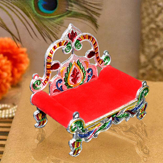 Ladoo Bal Gopal Small Sinhasan For Pooja Mandir Krishna Sofa Asan (2381)