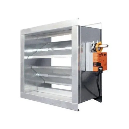 Galvanized Iron Fire Damper - High-Grade Galvanized Iron, Wall Mount Design, Silver Finish | Fire-Resistant up to 200°C, Ideal for Ventilation in Industrial & Commercial Spaces