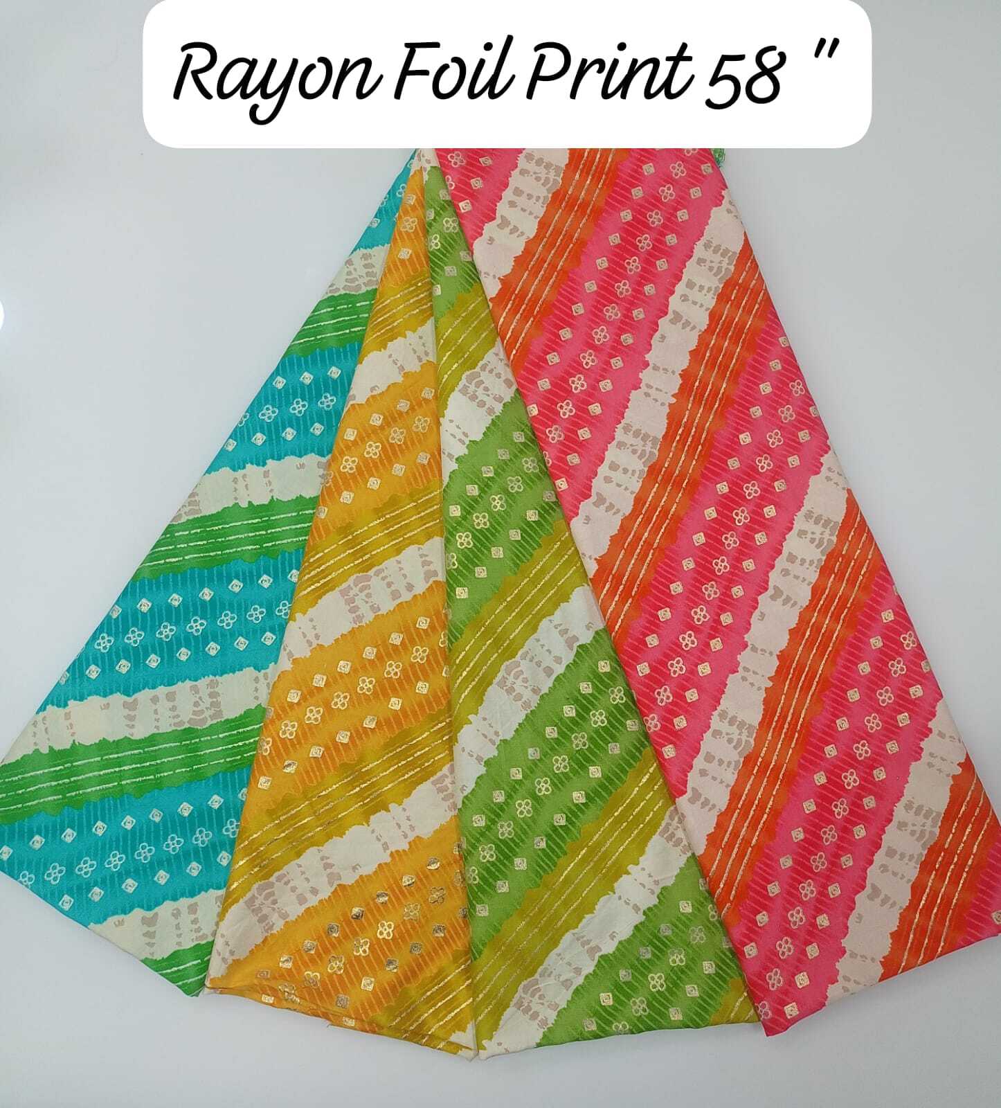 Rayon Foil Print Fabric - Width 58" | All Colors, Printed Pattern, Designed For Women's Indian Wear, Soft Rayon Foil Material