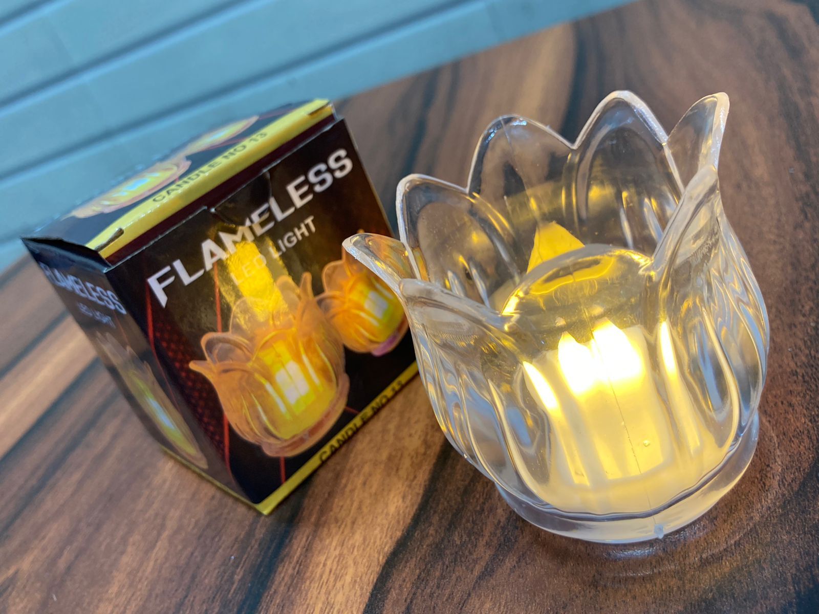 Flameless Led Light - Plastic Material, Box Design, Golden Color | Ldr Sensor For Day/night Functionality, Plug And Play Operation