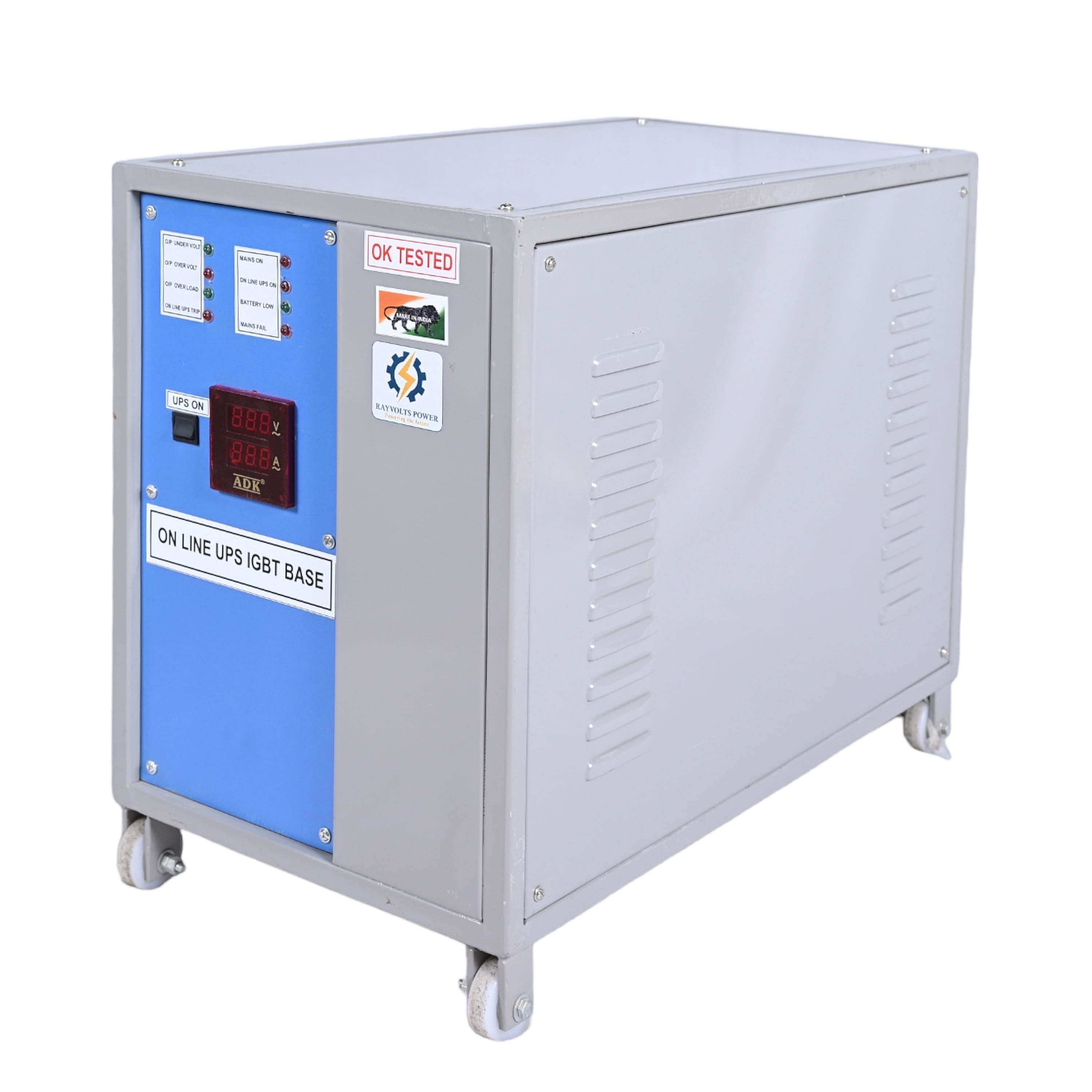 Rayvolts Power 10 Kva Online Three In Single Out Phase Ups 230v With Backup Of 90 Minutes External Batteries (12v-26ahx16) (192 Vdc)