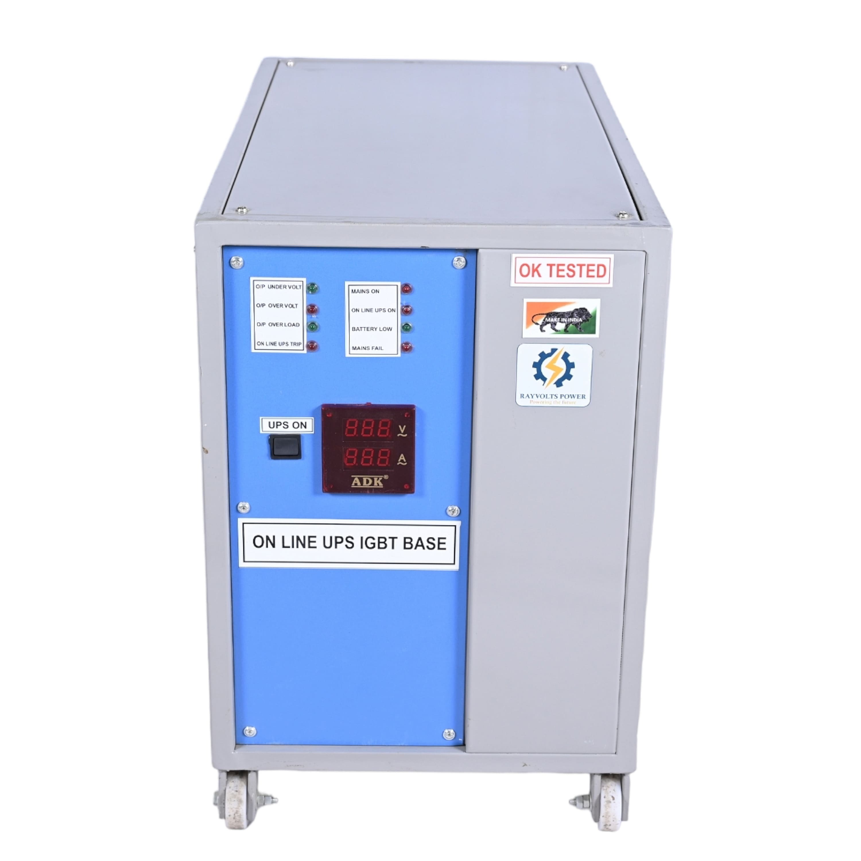Rayvolts Power 10 Kva Online Three In Single Out Phase Ups 230v With Backup Of 90 Minutes External Batteries (12v-26ahx16) (192 Vdc)
