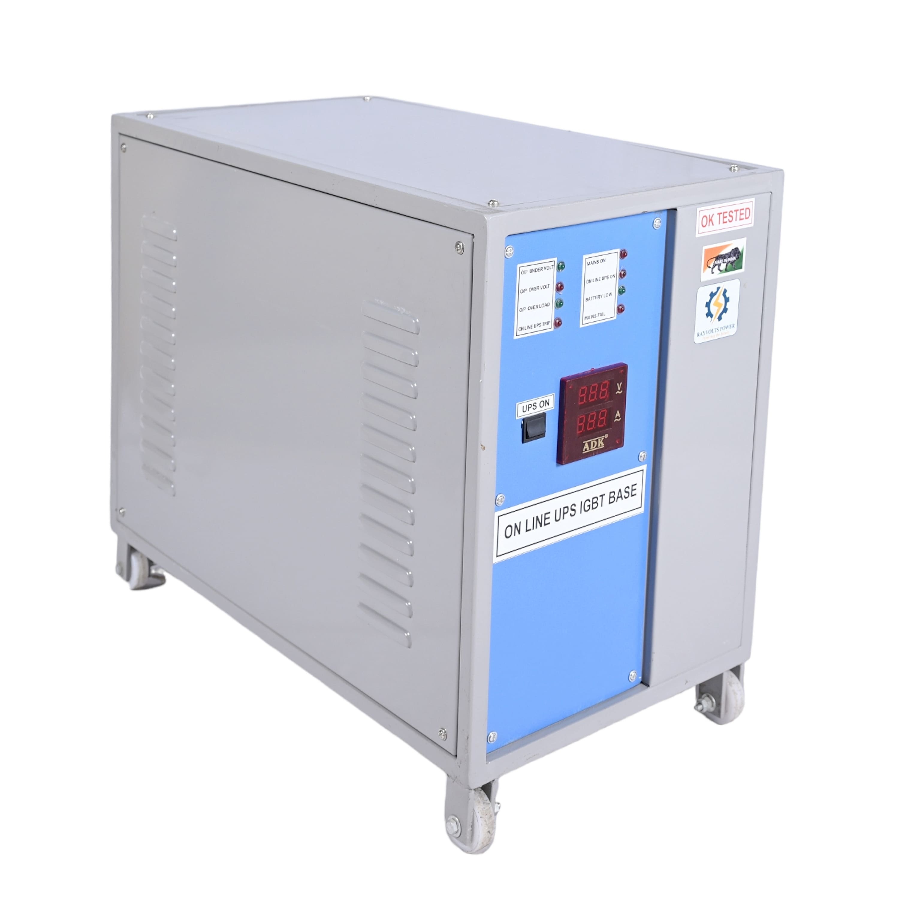 Rayvolts Power 10 Kva Online Three In Single Out Phase Ups 230v With Backup Of 90 Minutes External Batteries (12v-26ahx16) (192 Vdc)