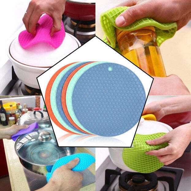 4 Pc Silicon Hot Mat For Placing Hot Vessels And Utensils Over It Easily Without Having Any Visible Marks On Surfaces (4846)