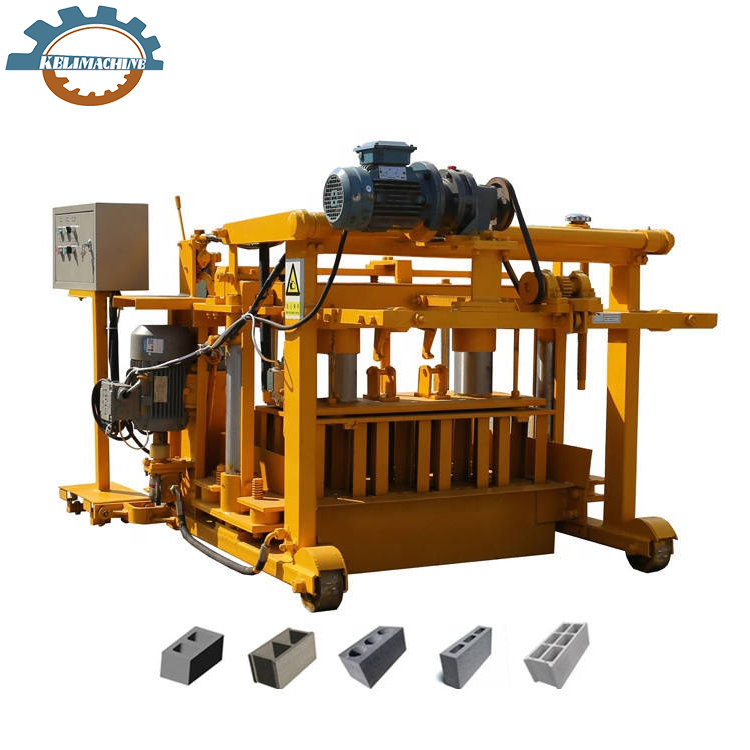 Small Business Mobile Interlock Concrete Brick Making Machine - Color: Yellow