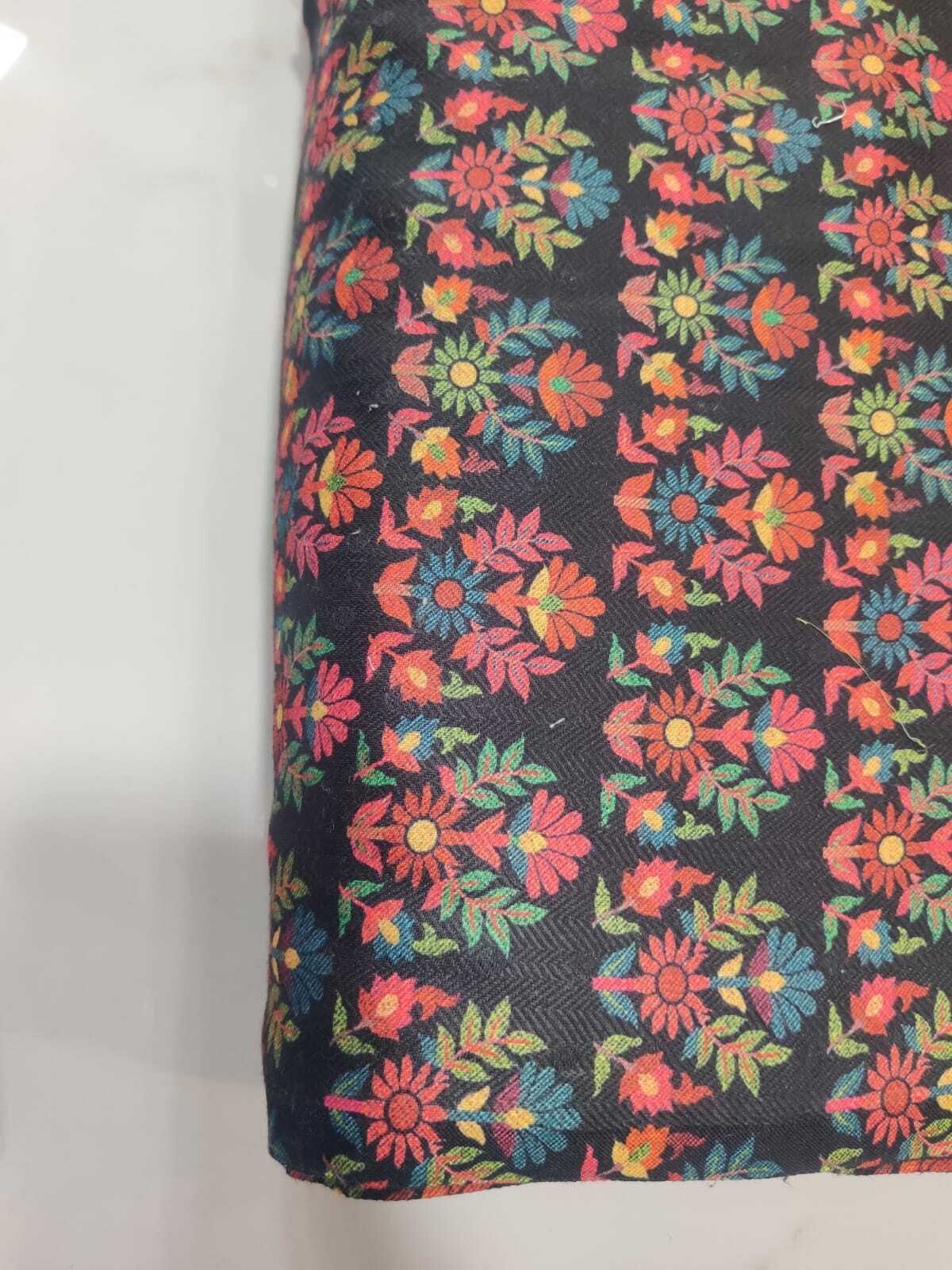Pashmina Digital Print Fabric - 44 Inch Width, Multicolor, Smooth Texture | Modern Printed Design For Kurti And Dress Use