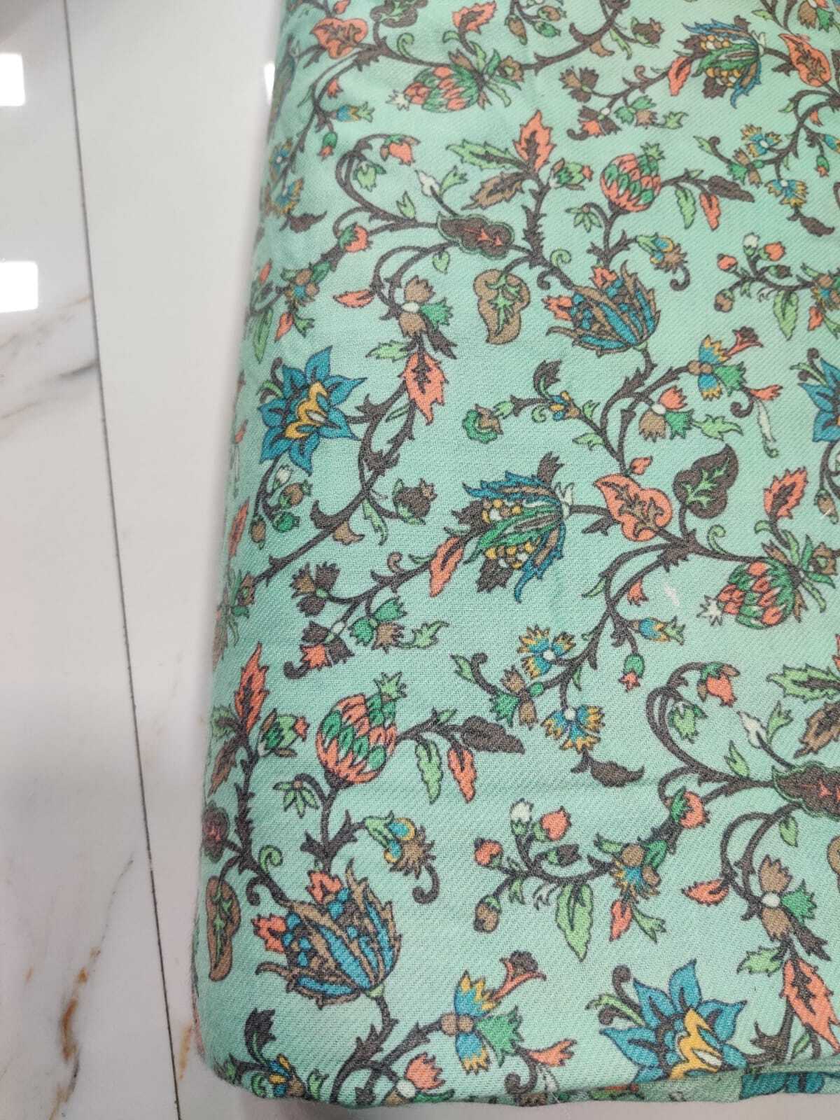 Pashmina Digital Print Fabric - 44 Inch Width, Multicolor, Smooth Texture | Modern Printed Design For Kurti And Dress Use