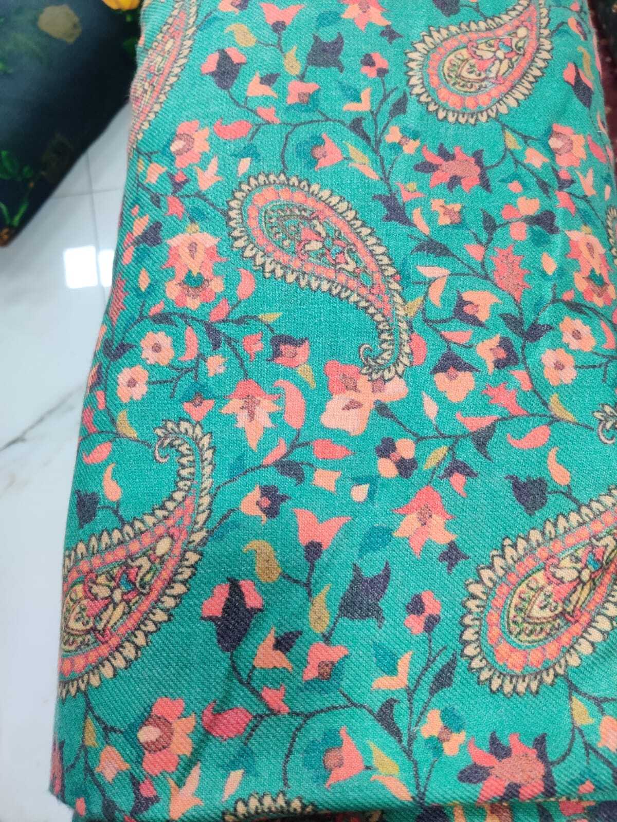 Pashmina Digital Print Fabric - 44 Inch Width, Multicolor, Smooth Texture | Modern Printed Design For Kurti And Dress Use