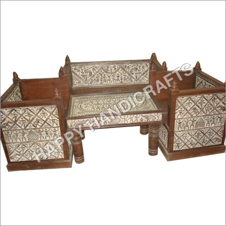 लकड़ी का सोफा सेट