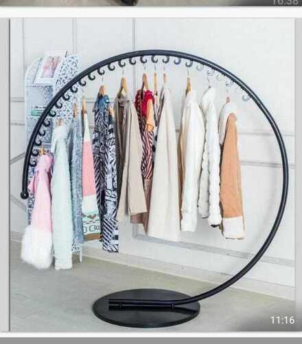 C Type Garment Display Stand - Metal, 150cm Height, 120cm Diameter, Black | Attractive Display, Durable, Space-Saving, 24 Hooks