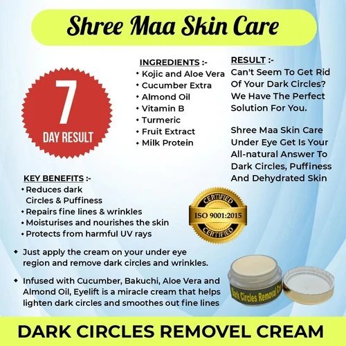 Dark Circles Removal Cream - Face Application, Suitable For All Skin Types | Hydrating Formula, Lightweight Texture, Daily Use