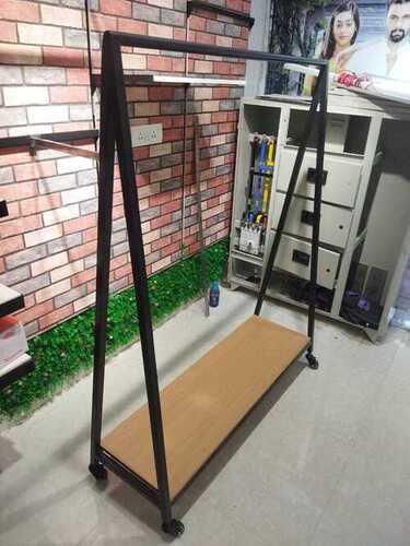 A Type Garment Fixture - Metal & Wood, 60x150x180 cm, Black | Durable, Portable, Space-saving, Stylish, Versatile, 50 kg Load Capacity