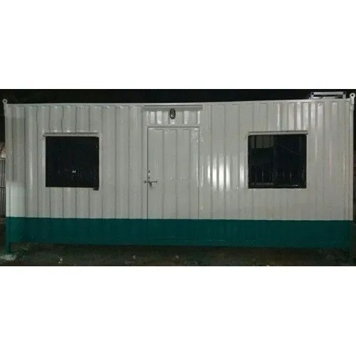 White-Green Steel Portable Cabin