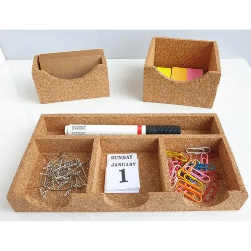 Eco Friendly Cork Desk Organizer - Plastic and Wood, Customized Size, Modern Style for Commercial Use