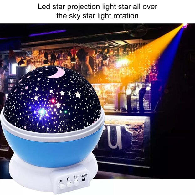 Colour Changing Good Night Star Master Rotating Projection Night Lamp - Abs Material, 4.7 X 4.7 X 5.3 Inches | Usb Powered, Touch Activated With Twinkling Stars