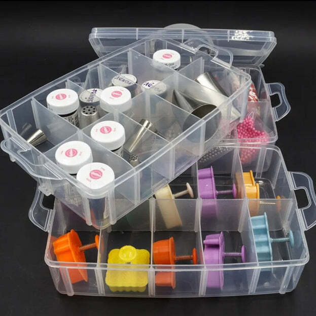 18 Grid 3 Layer Box Clear Plastic Organizer Jewelry Storage Box With Adjustable Dividers Transparent Organizer Box For Earring Fishing Hooks (7984)