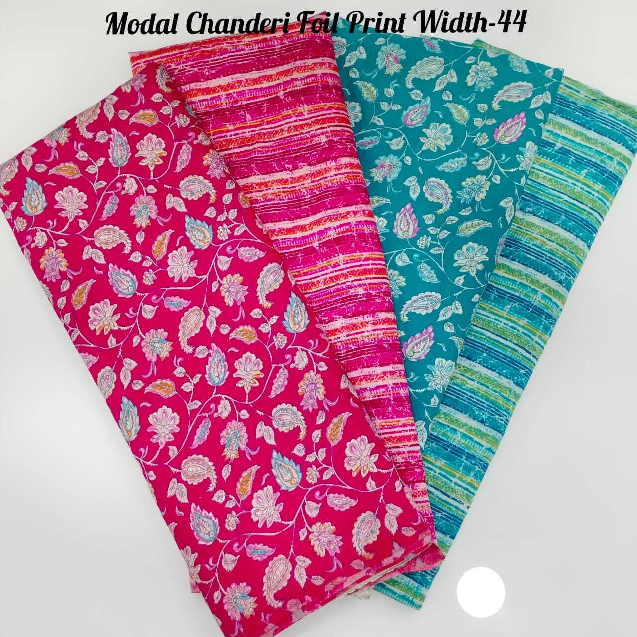 Modal Chanderi Foil Print Fabric - Width 44" | Material: Modal Chanderi Foil Print, Pattern: Printed, Density: Women Indian Wear, Yarn Type: Chanderi Foil Print