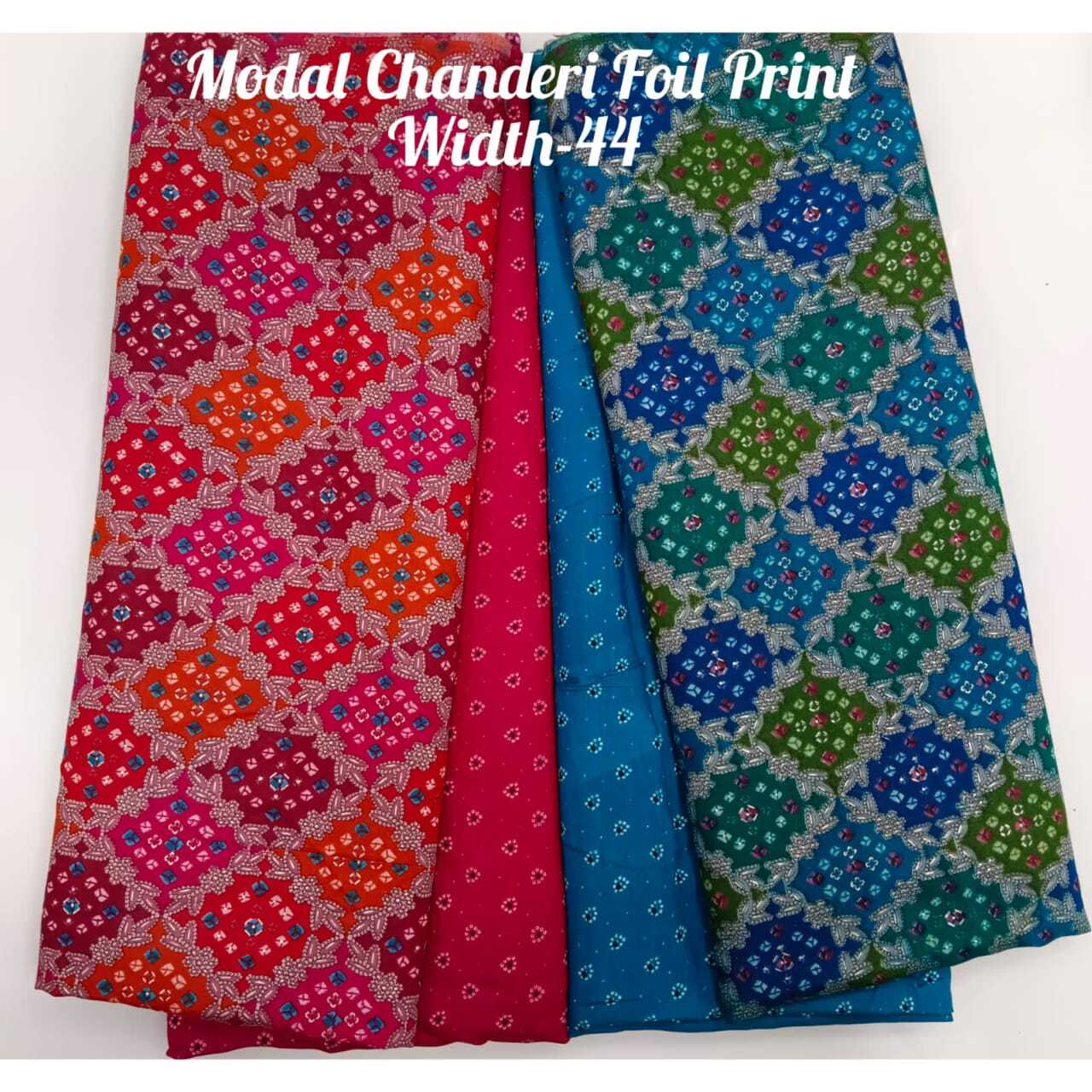 Modal Chanderi Foil Print Fabric - 44 Inch Width, All Color Options, Ideal For Women's Indian Wear