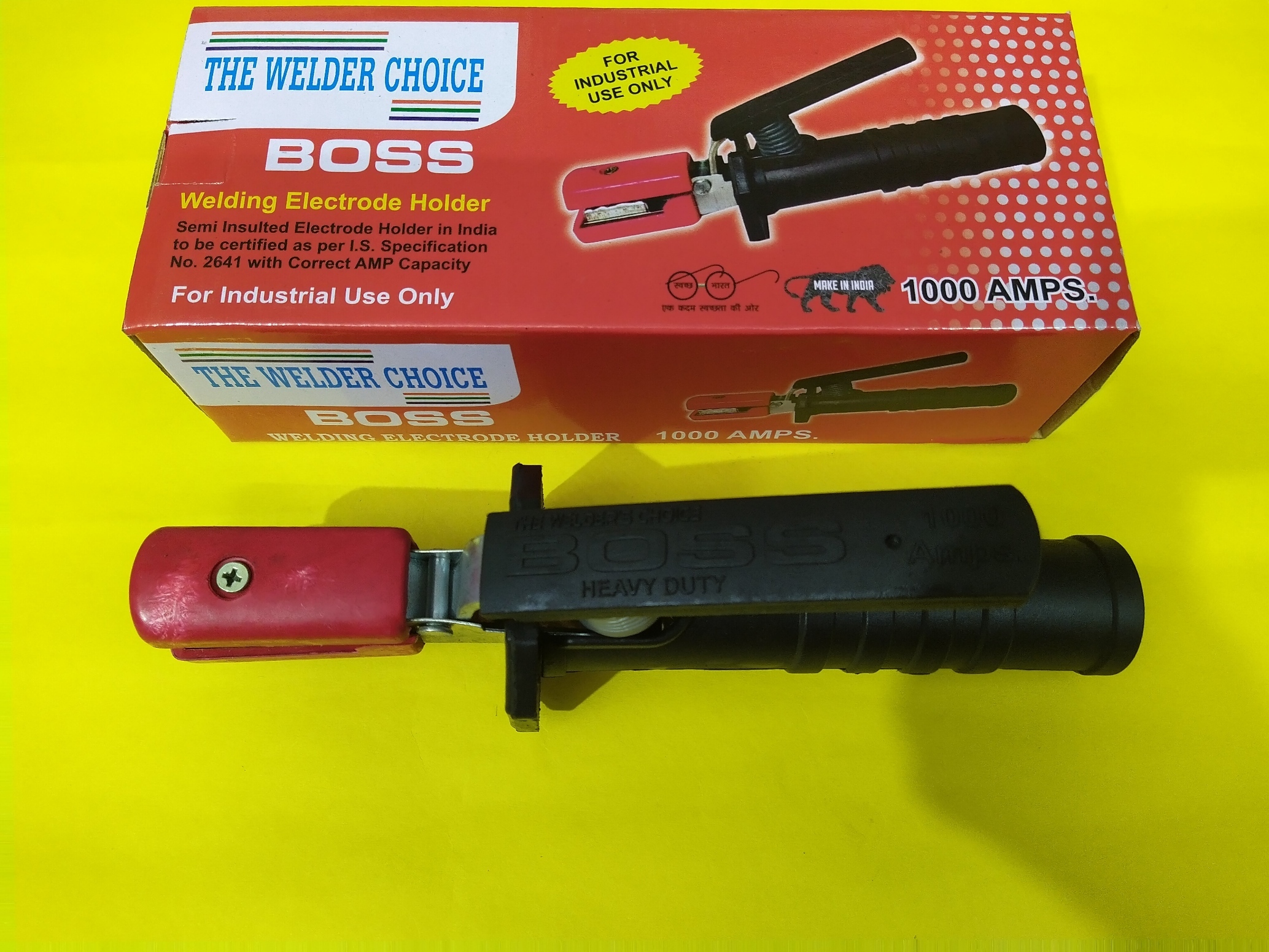 Welding Electrode Holder - Ms Material, 540g Weight, Black Color | Heavy Duty 1000a Industrial Usage