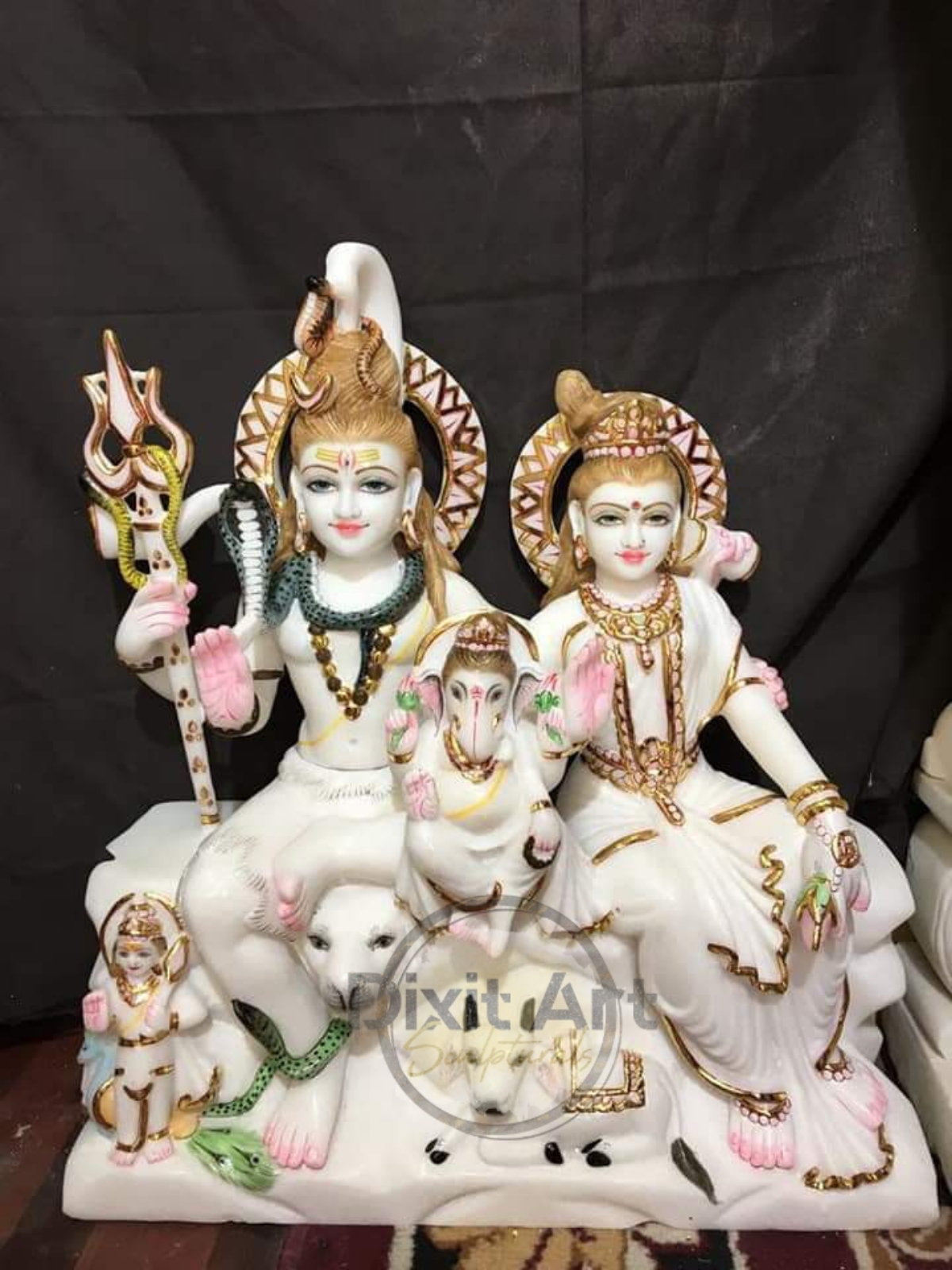 Marble Shiva Parivar Statue - 12-72 Inch Height | Acid Resistant, Durable, Handmade, Eco-friendly, Beautiful Finish, Easy To Clean