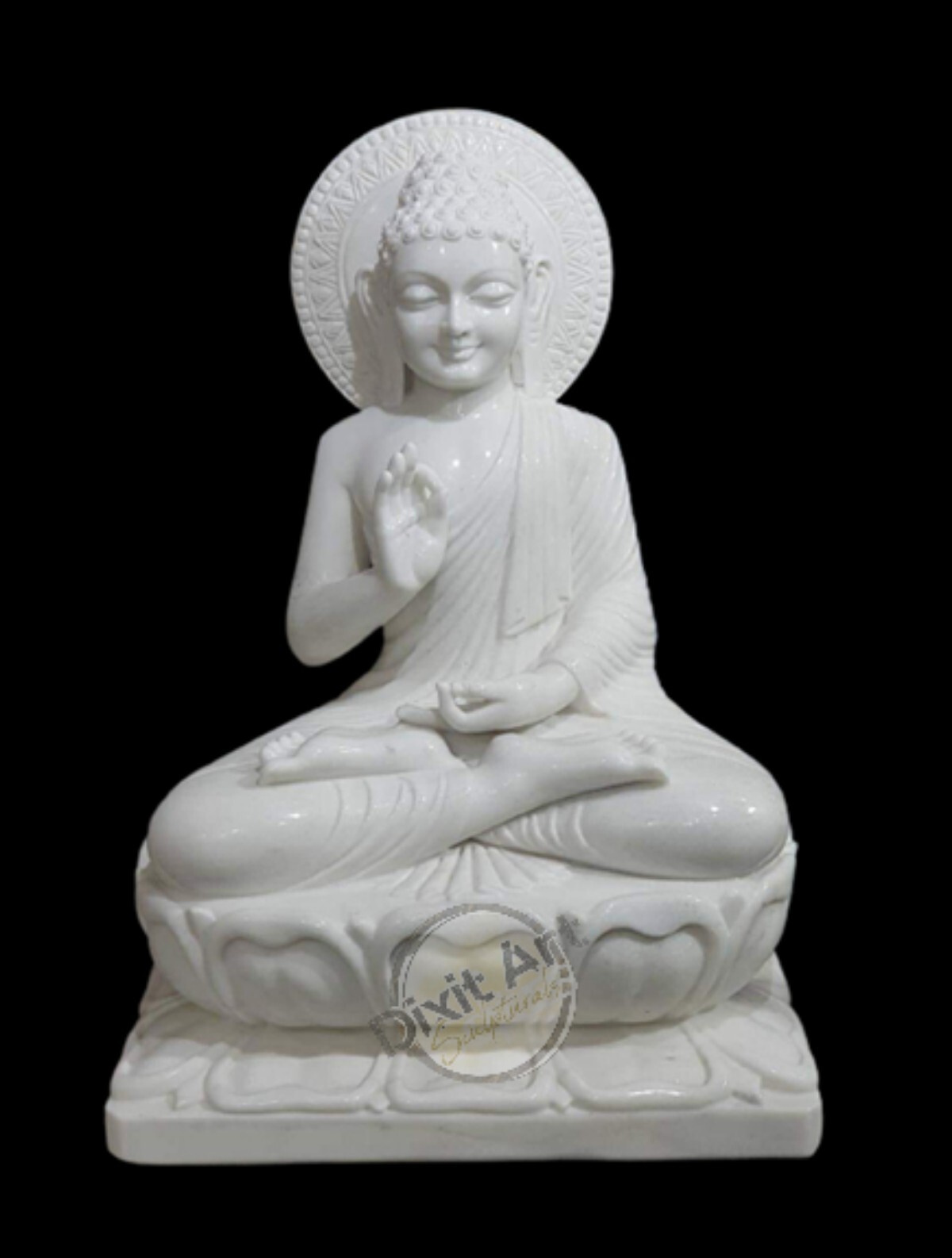 Black Marble Buddha Statue - Hand-carved Marble, 12 Inches Tall, Sleek Black Color, Traditional Asian Design, Elegant Decorative Accent