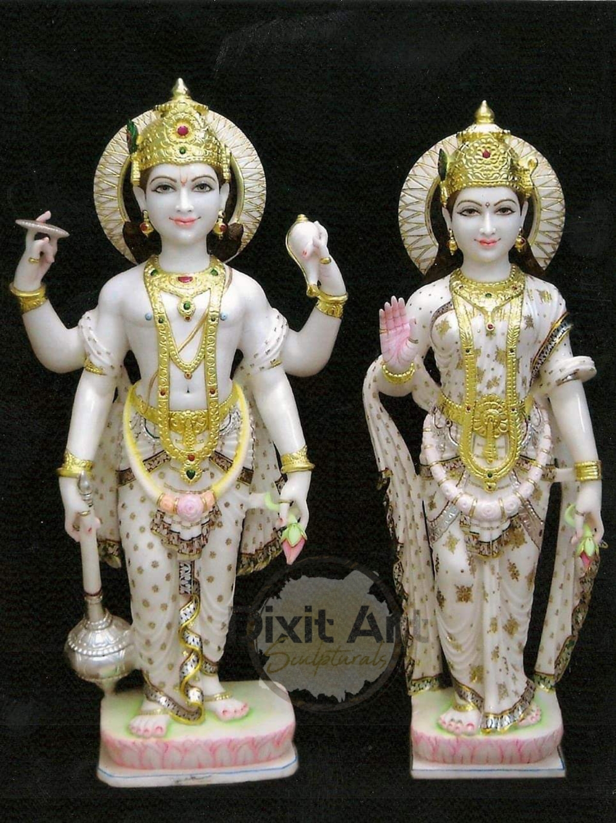 Painting Marble Laxmi Narayan Ji Statue