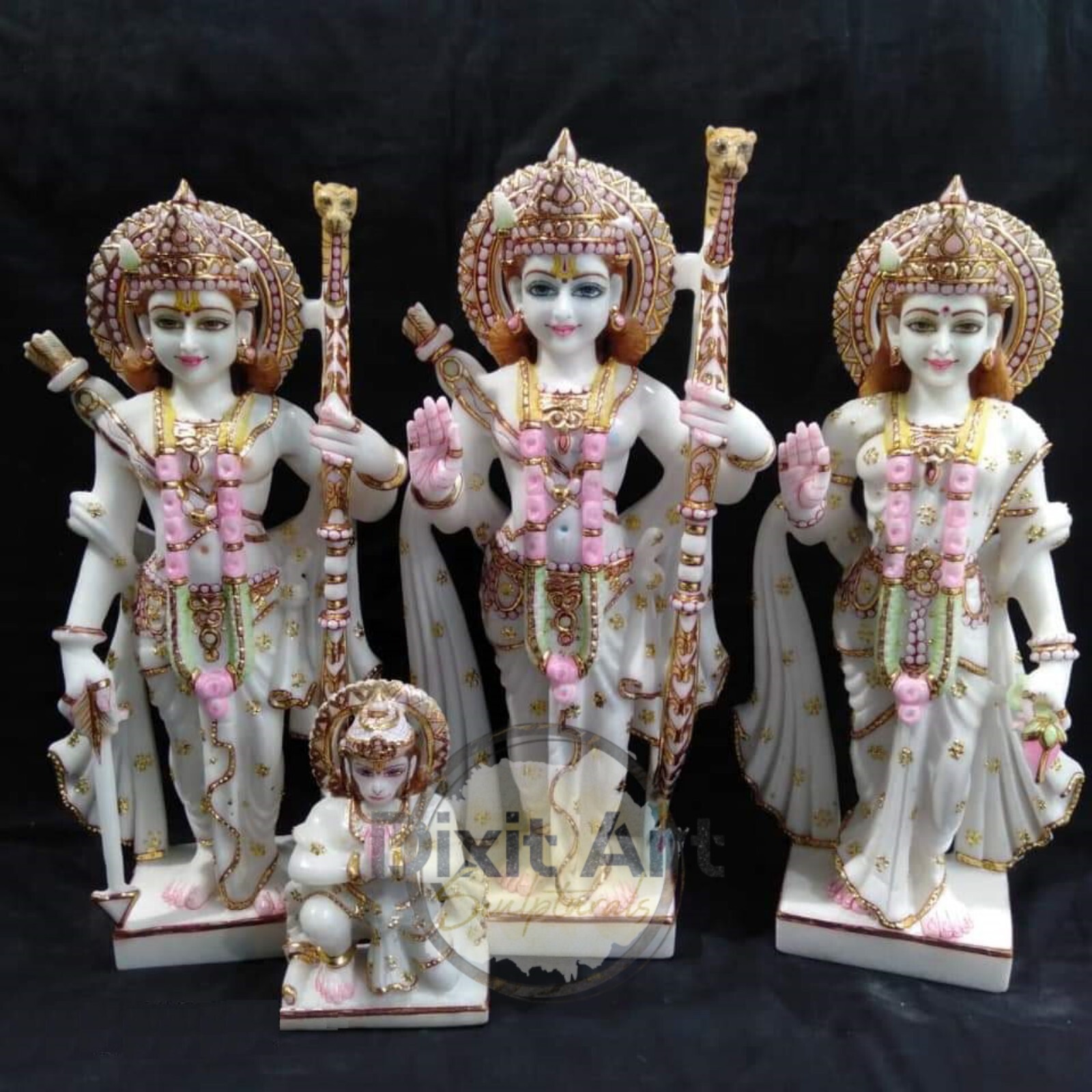 Marble Ram Darbar - High-quality Marble Statue Set, 1-5 Feet Customizable | Durable, Eco-friendly, Handmade, Water Resistant, Non-toxic, Temple Theme