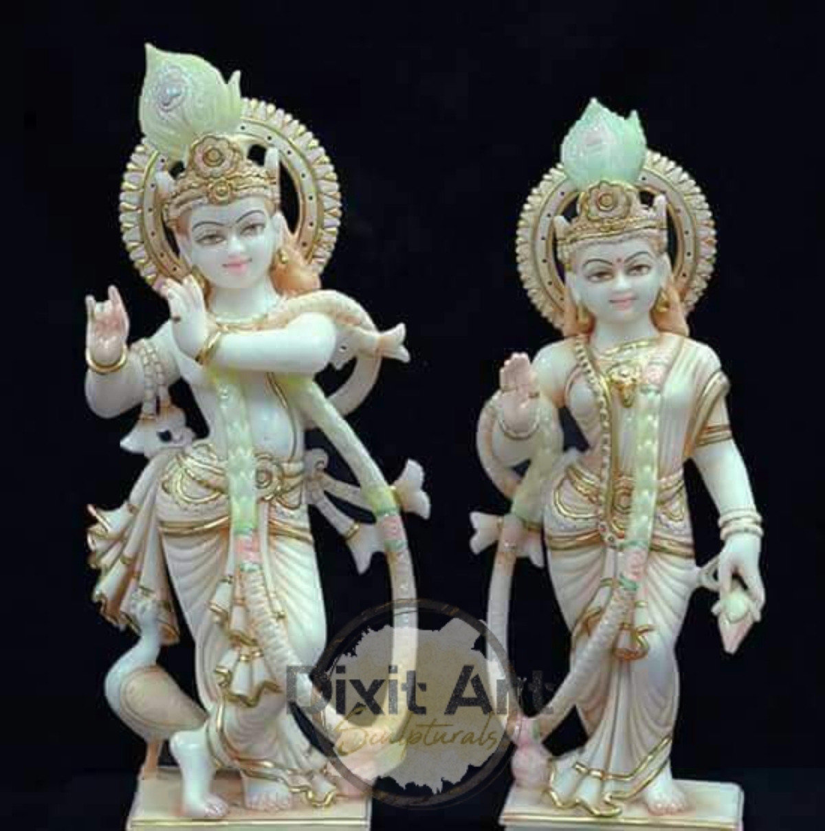 Painting Marble Radhe Krishna Murti