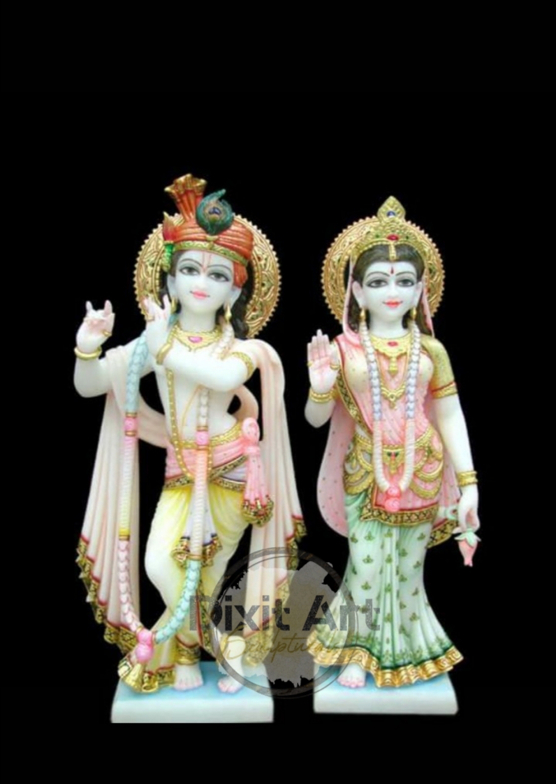 Painting Marble Radhe Krishna Murti