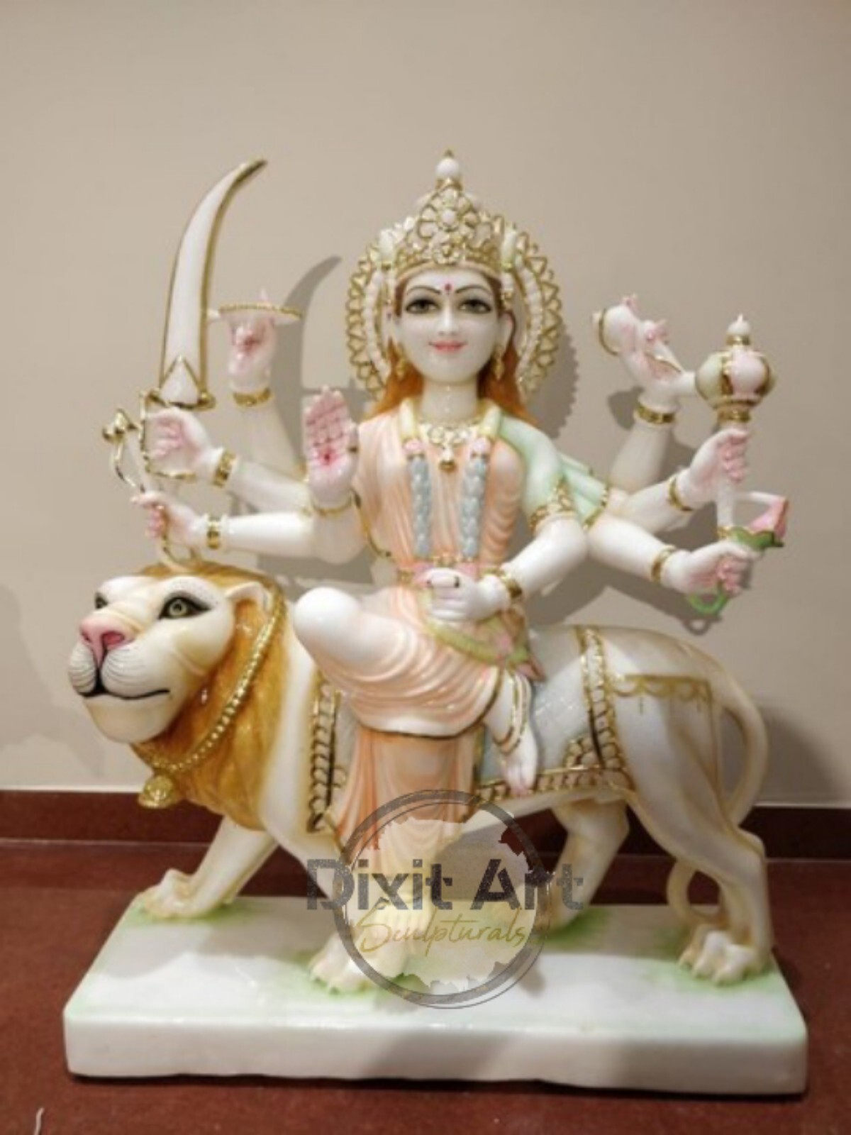 Uv Resistant Marble Durga Mata Devi Statue