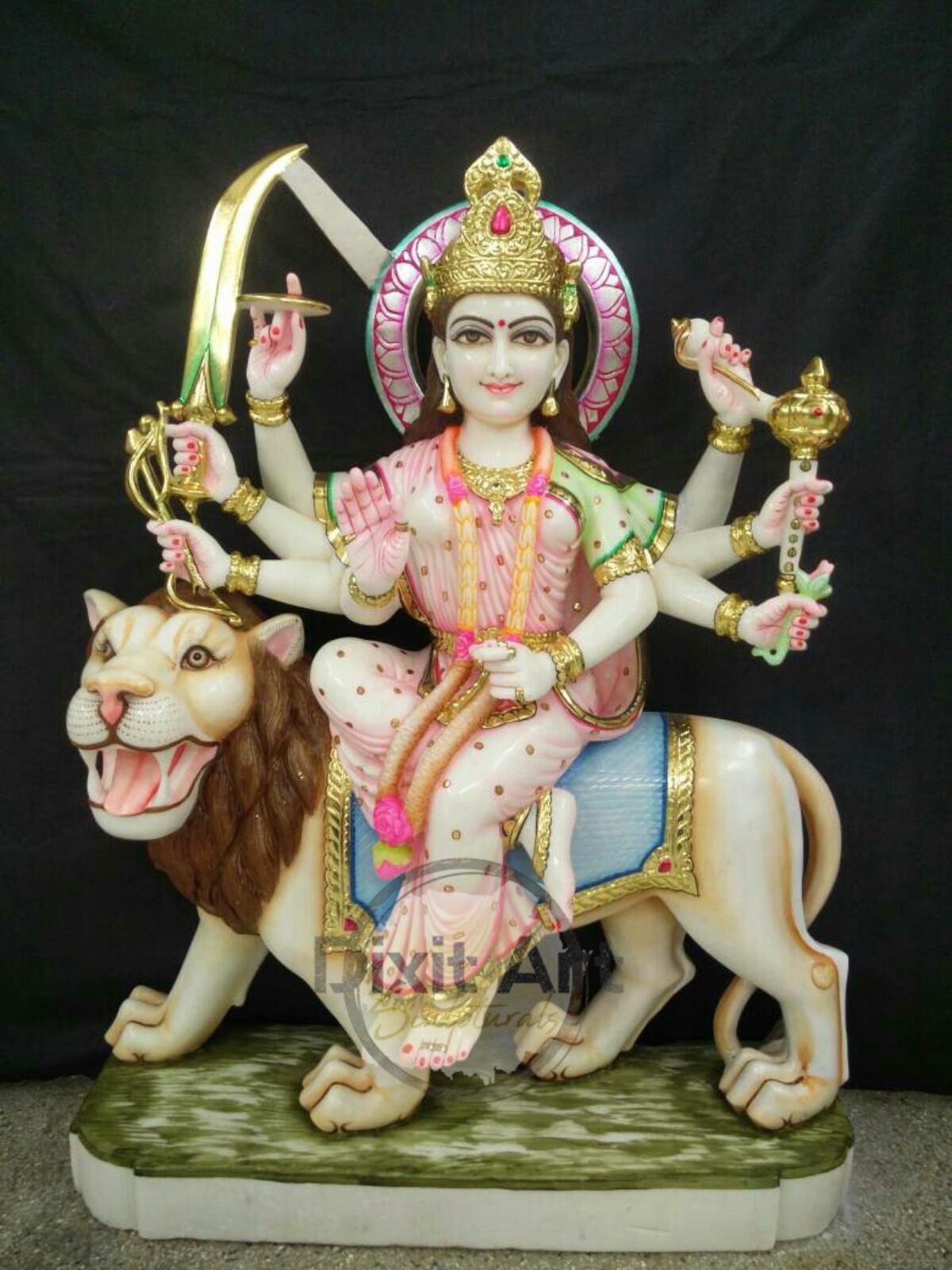 Uv Resistant Marble Durga Mata Devi Statue