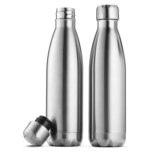 Double Wall Stainless Steel Bottle - 1 L | Silver, Round Shape, Warranty Included