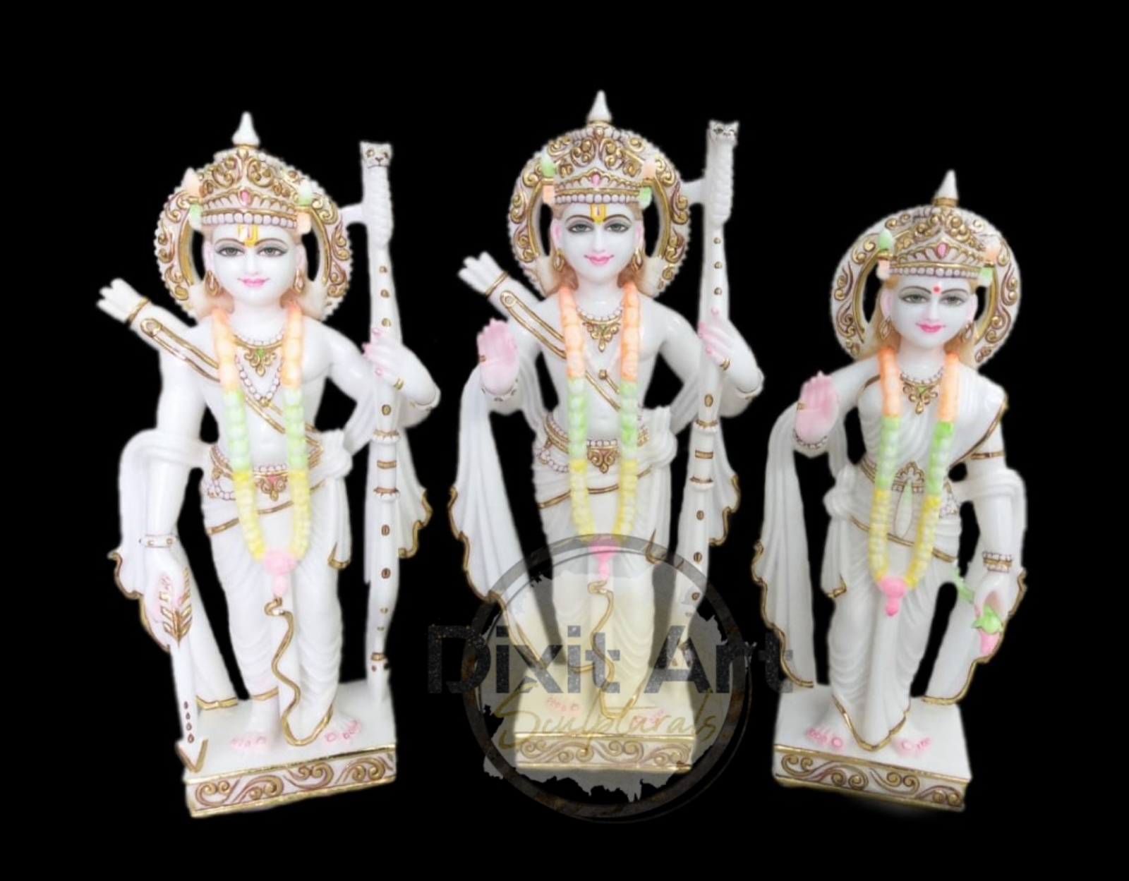 Shri Ram Darbar Marble Statue - 36 Inch Handmade Marble, Eco-friendly, Scratch Resistant, Uv Resistant, Water Resistant, Religious Theme