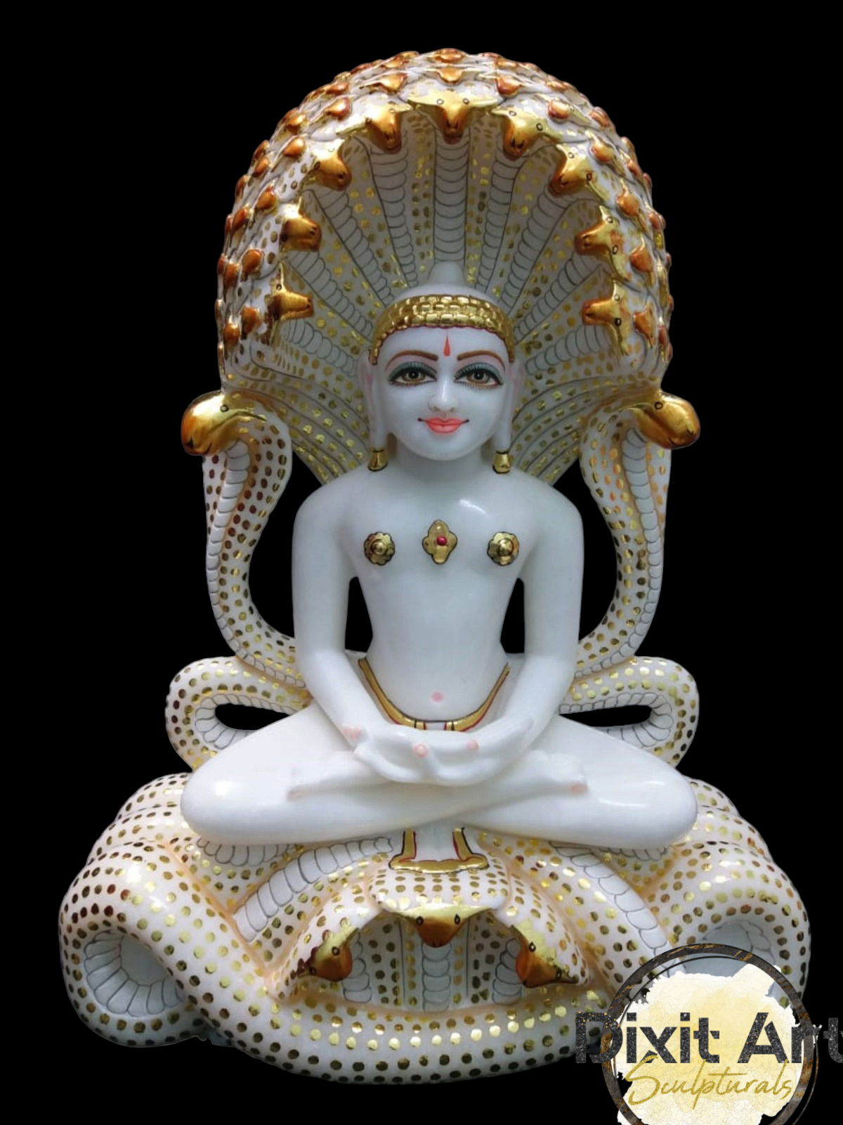 Polishing White Marble Mahavir Statue