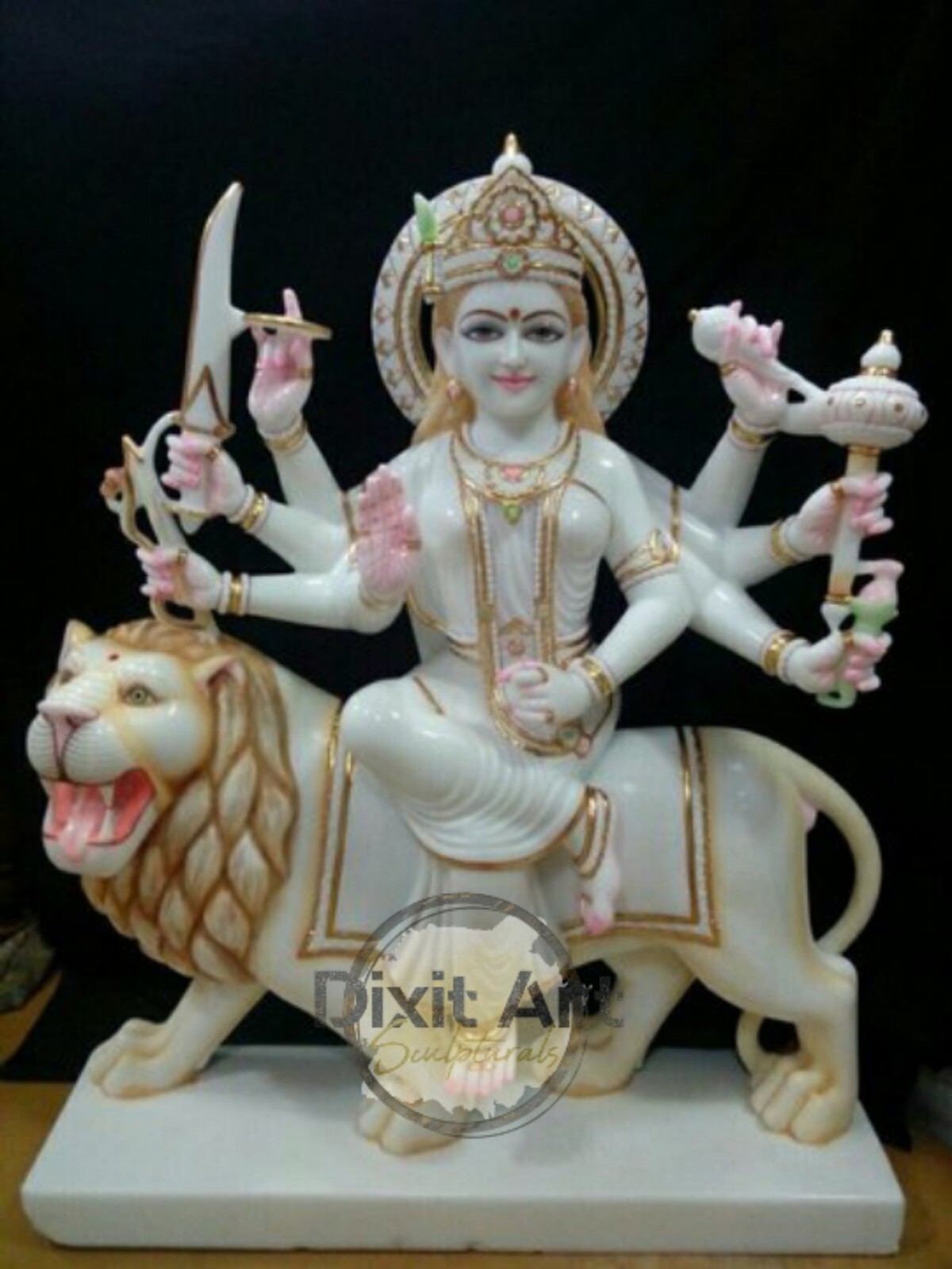 Durga Mata Marble Statue - Height: Approx. 3 Feet