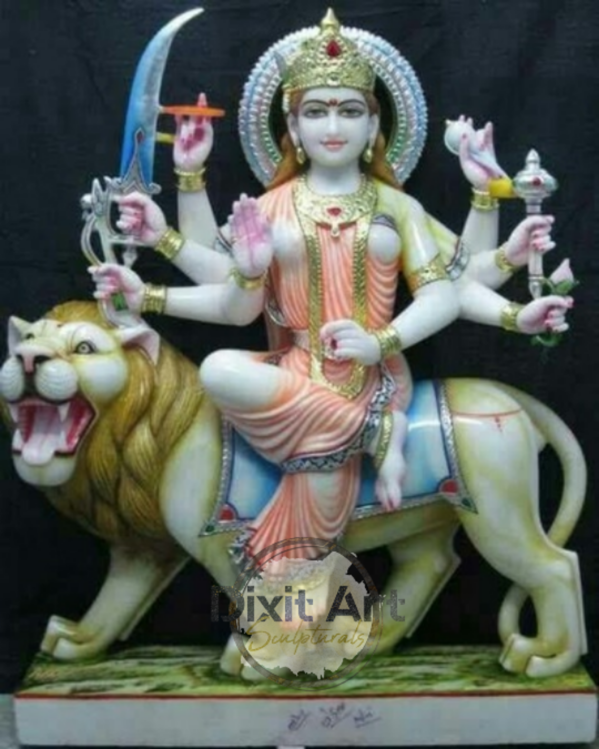 Durga Mata Marble Statue - Height: Approx. 3 Feet