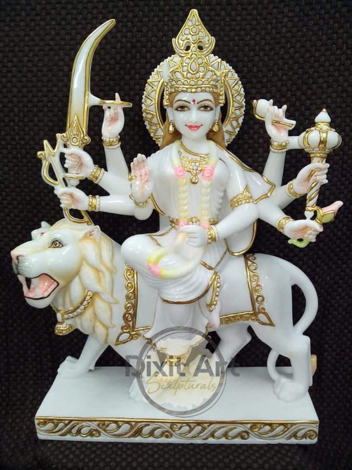Durga Mata Marble Statue - Height: Approx. 3 Feet