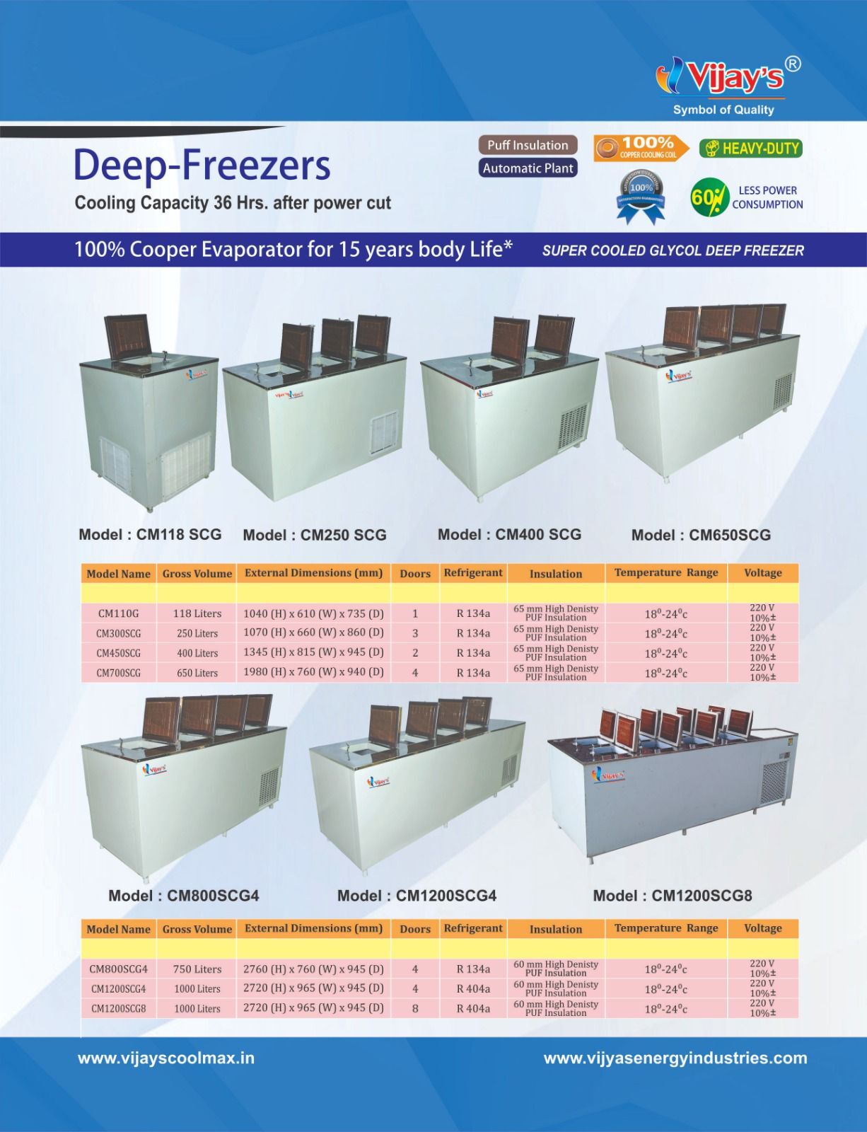 350 Watt Deep Freezers - Color: White