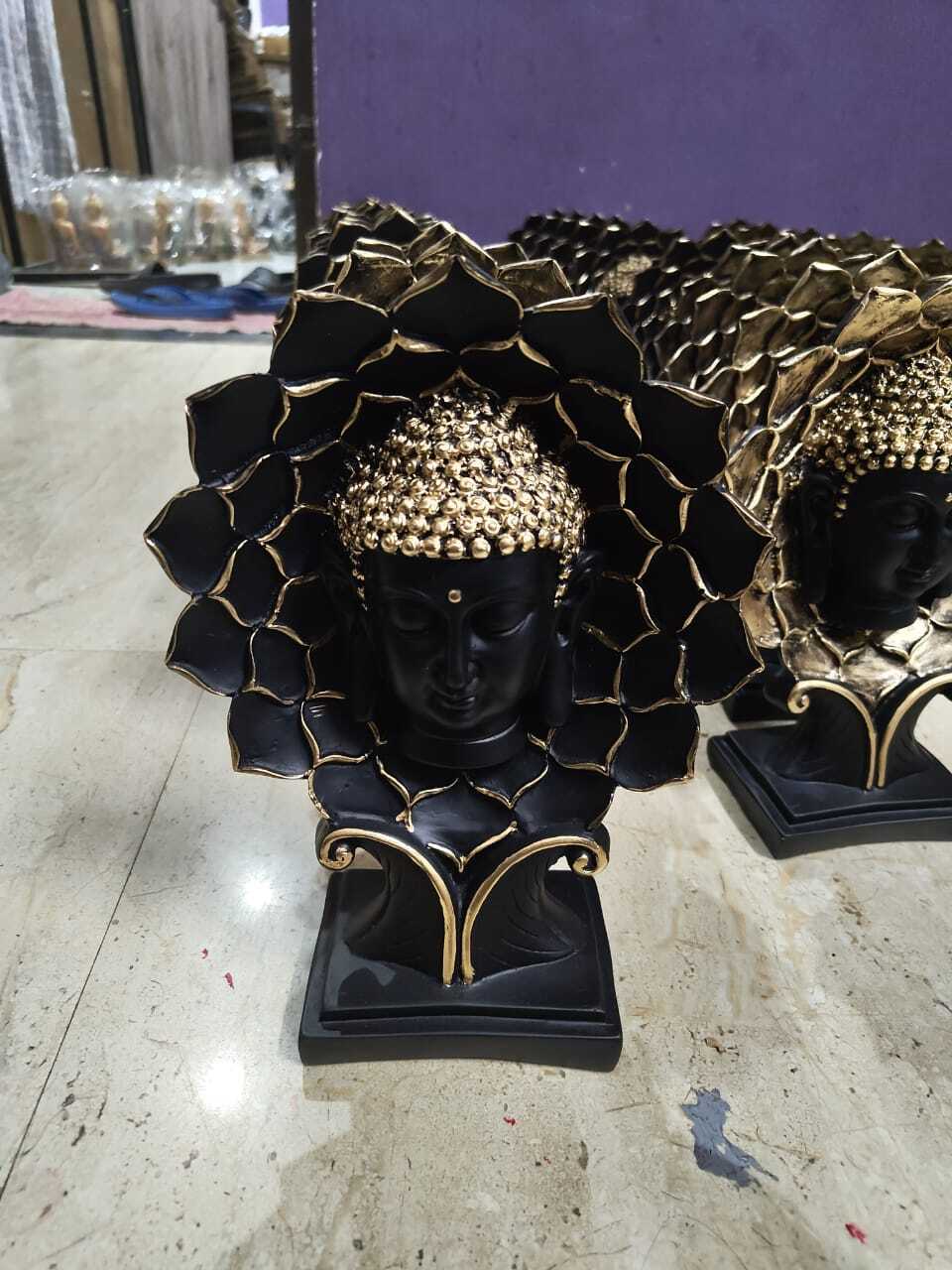 Buddha Head Statue - 6x5x4 Inches | Matte Black Polyresin, Traditional Design, 1.5 Lbs Weight