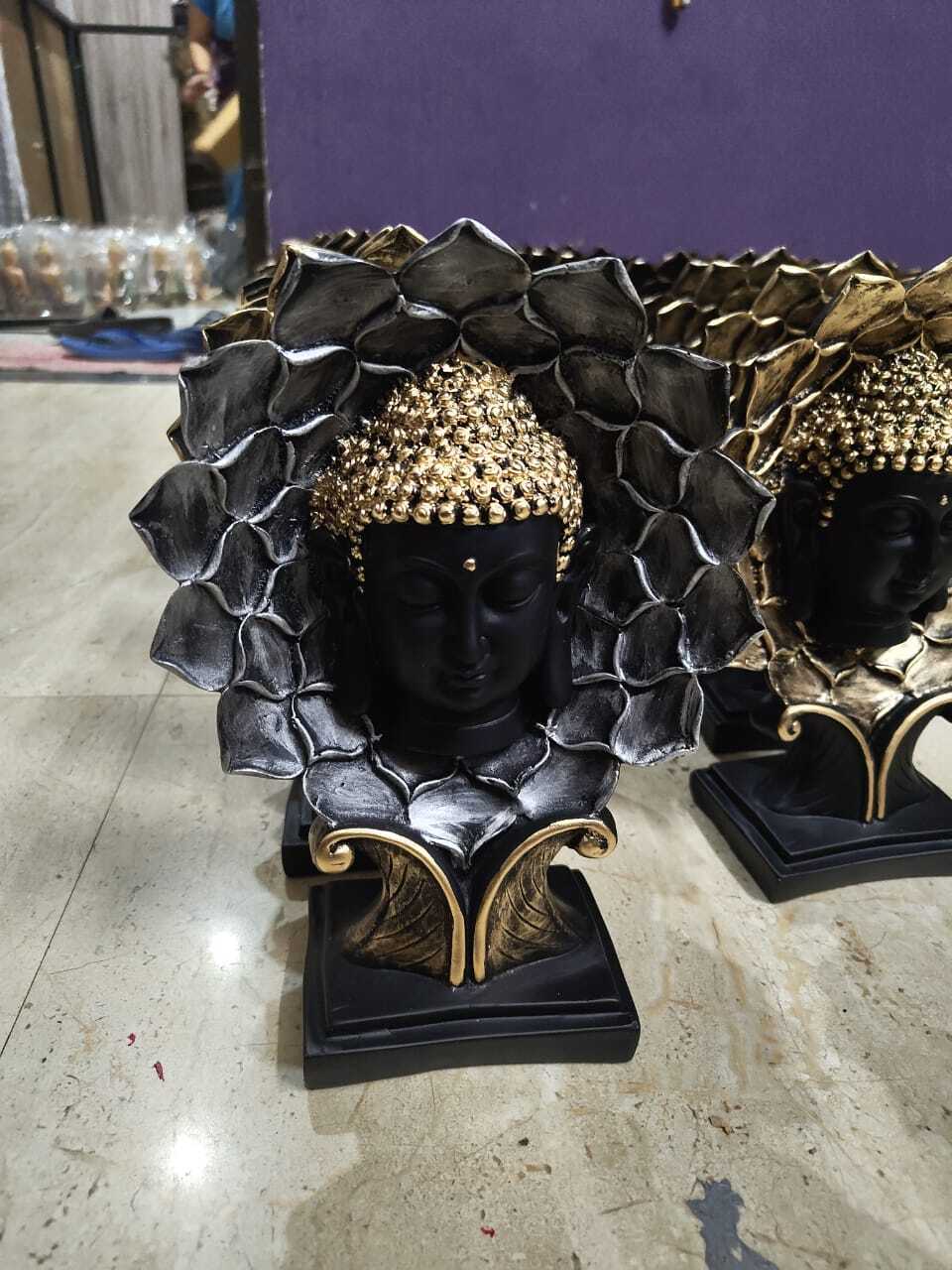 Buddha Head Statue - 6x5x4 Inches | Matte Black Polyresin, Traditional Design, 1.5 Lbs Weight