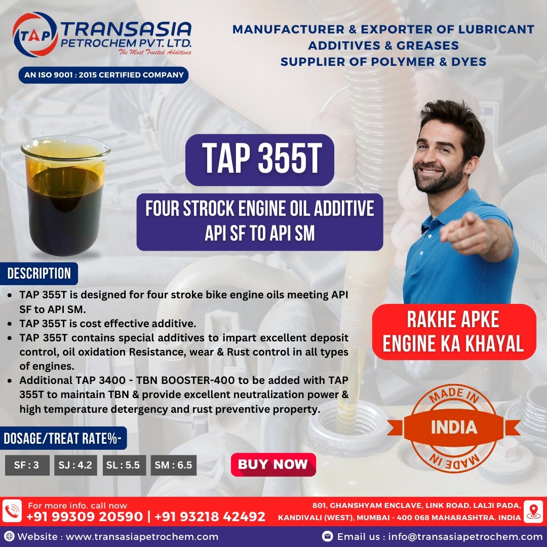 4t Four Stroke Engine Oil Additive - Viscosity Index Improver, Sae 15w-40 To 50 | Industrial Grade Liquid, Excellent Oxidation & Wear Protection
