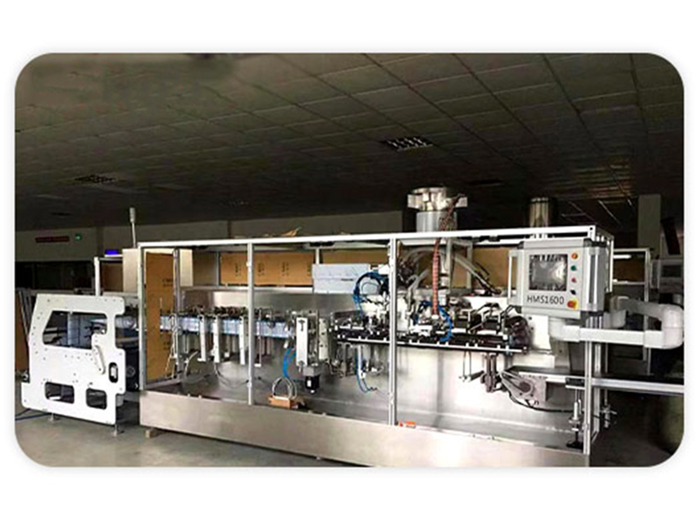 Hmk220 Doypack Packing Machine - 3800x1300x1700 Mm, Silver, 50 Ppm Production Speed | Automatic Hole Punch Correction, Independent Electrical Cabinet, Cooling Device For Seal Strengthening